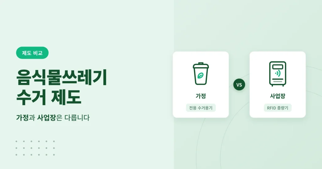 음식물쓰레기 수거 제도 가정과 다량배출사업장의 차이 대표 이미지